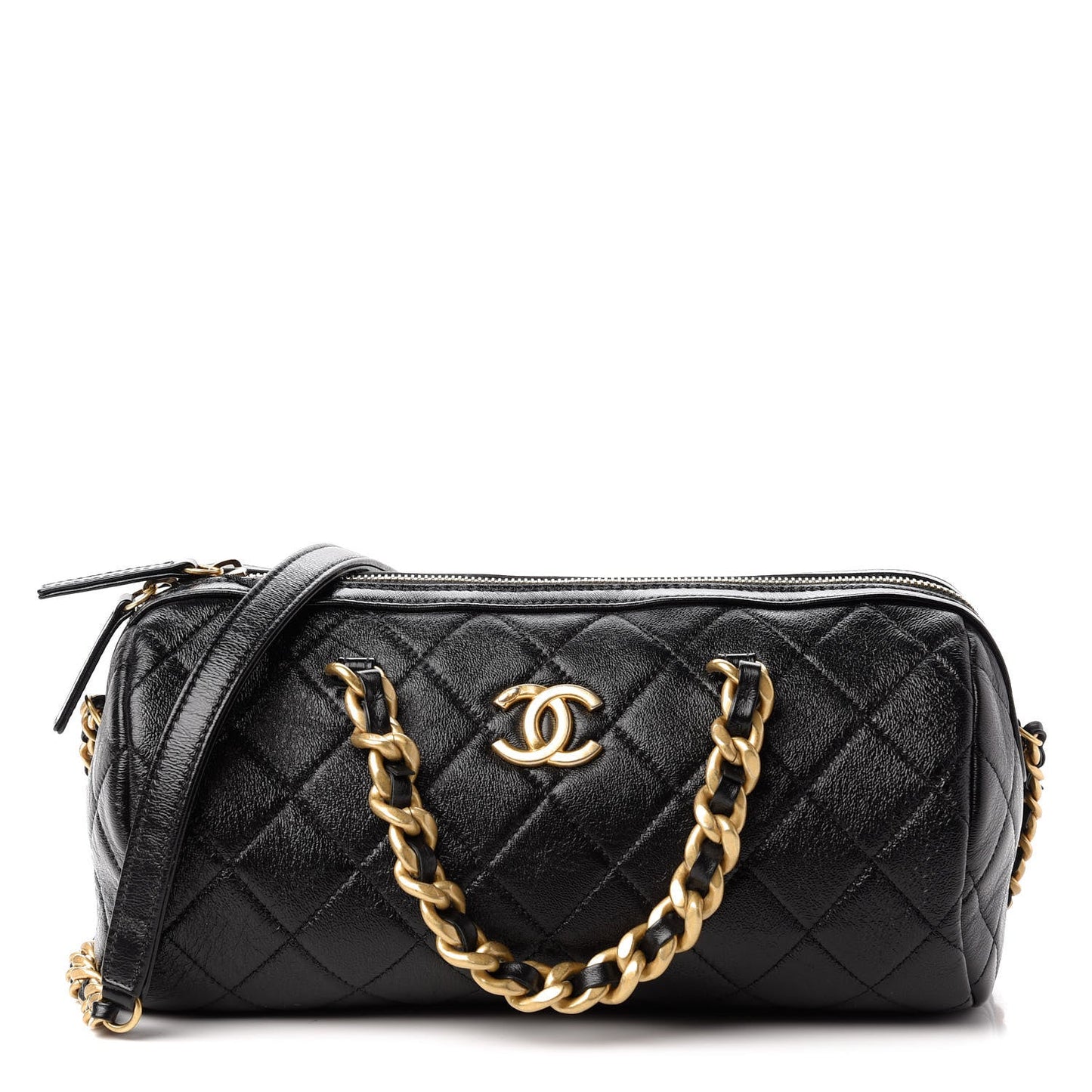 Chanel CC SHINY QUILTED LAMBSKIN BOWLING Mini Bag