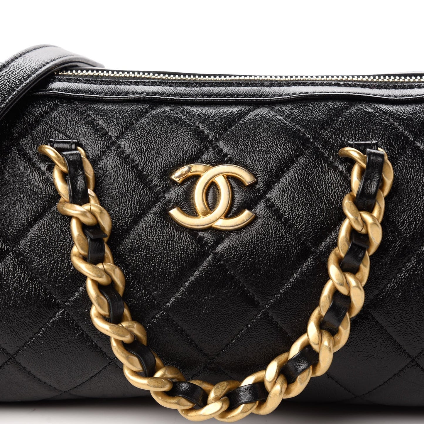 Chanel CC SHINY QUILTED LAMBSKIN BOWLING Mini Bag