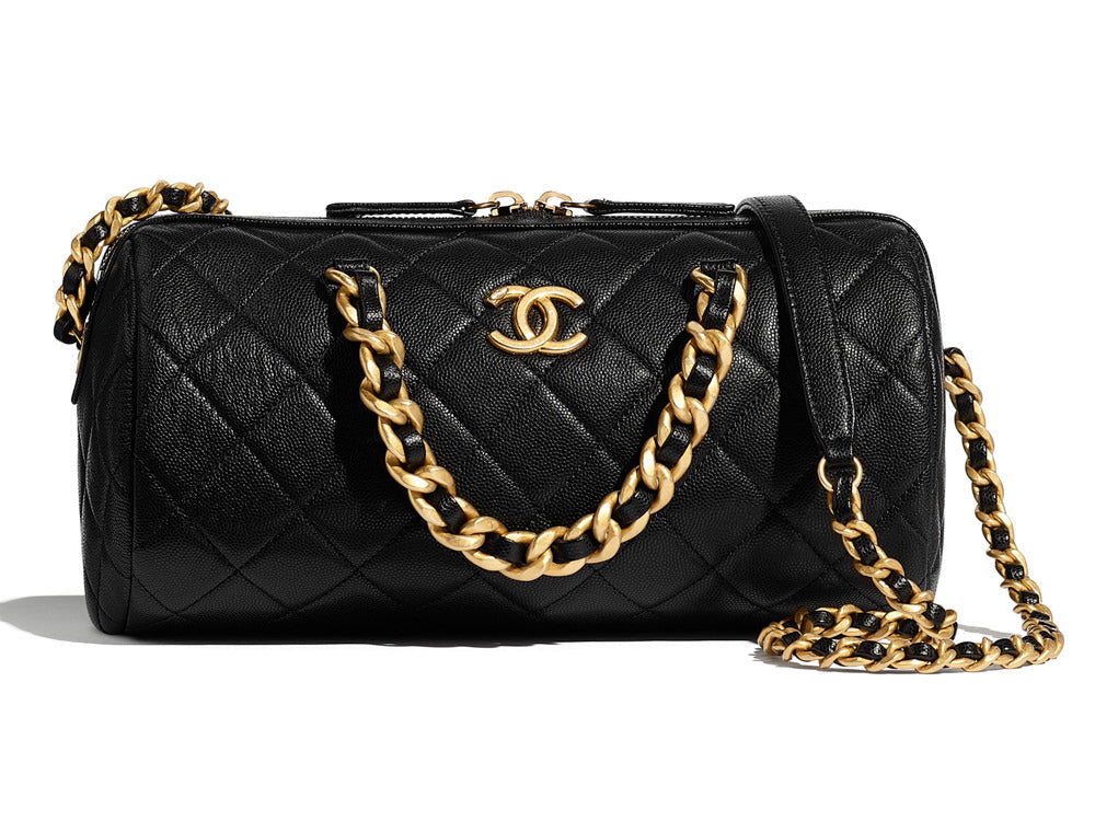 Chanel CC SHINY QUILTED LAMBSKIN BOWLING Mini Bag
