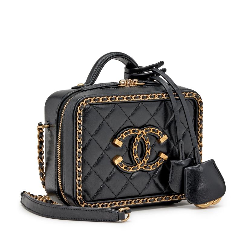 Chanel Small Chain Around Filigree Vanity Case W/ Strap Bag