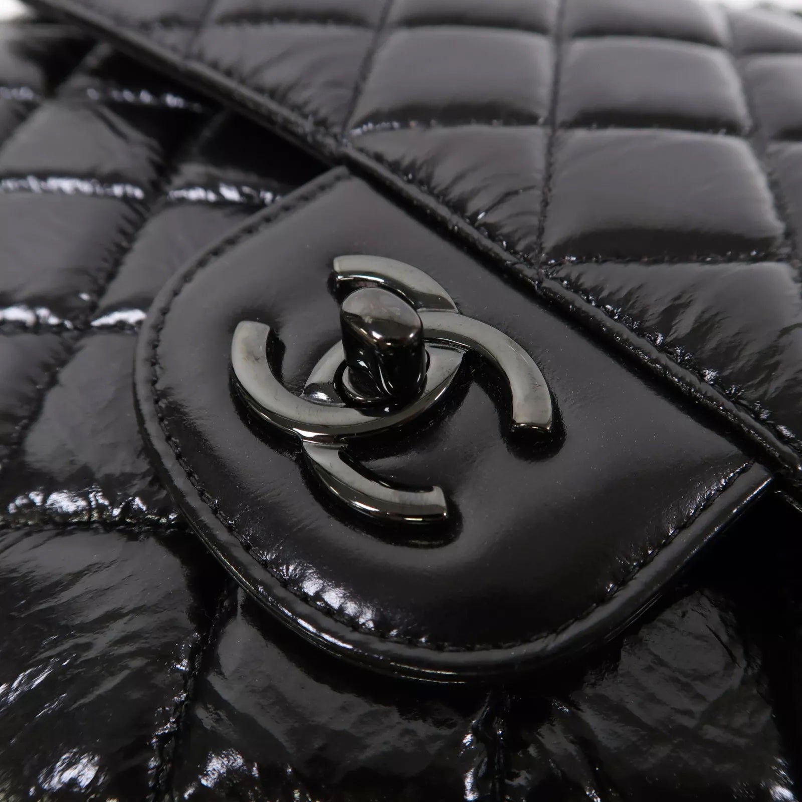 Chanel SO QUILTED CRUMPLED CALFSKIN DOUBLE FLAP Black Shoulder Bag