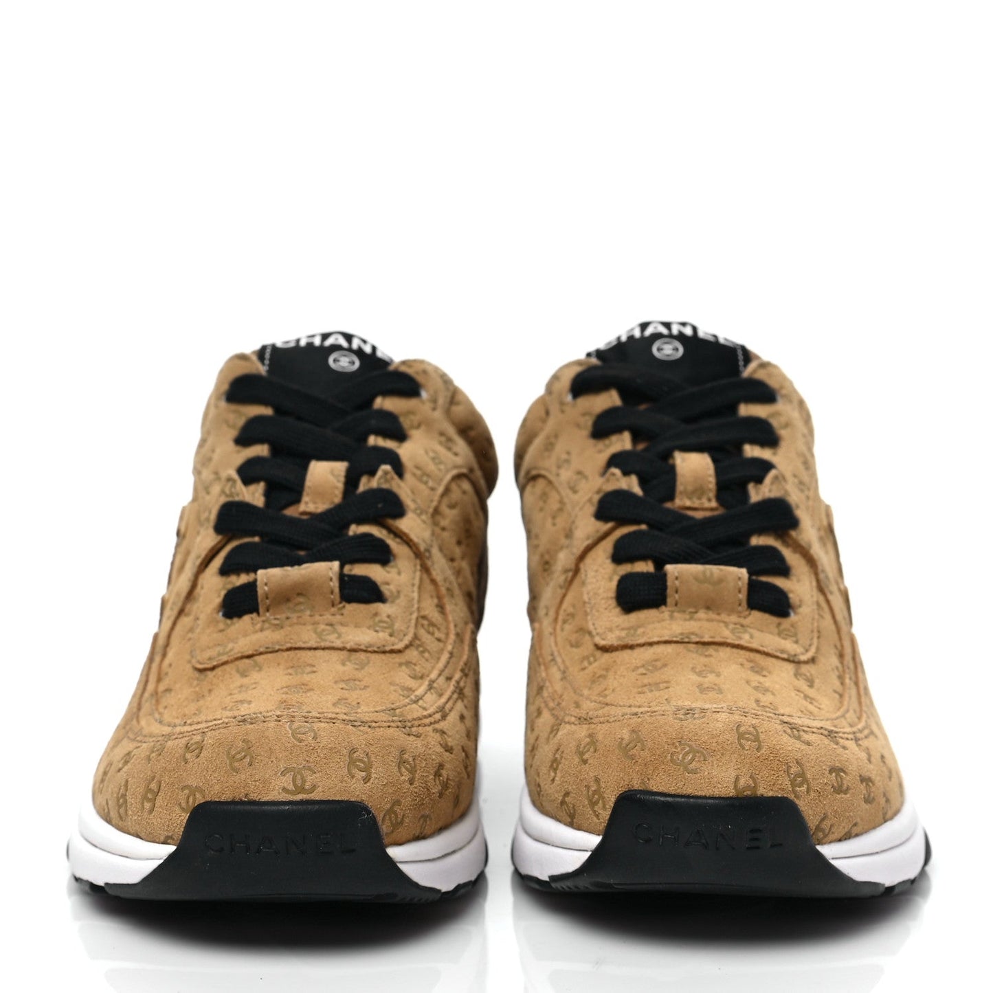CHANEL SUEDE CALFSKIN PRINTED CC LOW-TOP SNEAKERS