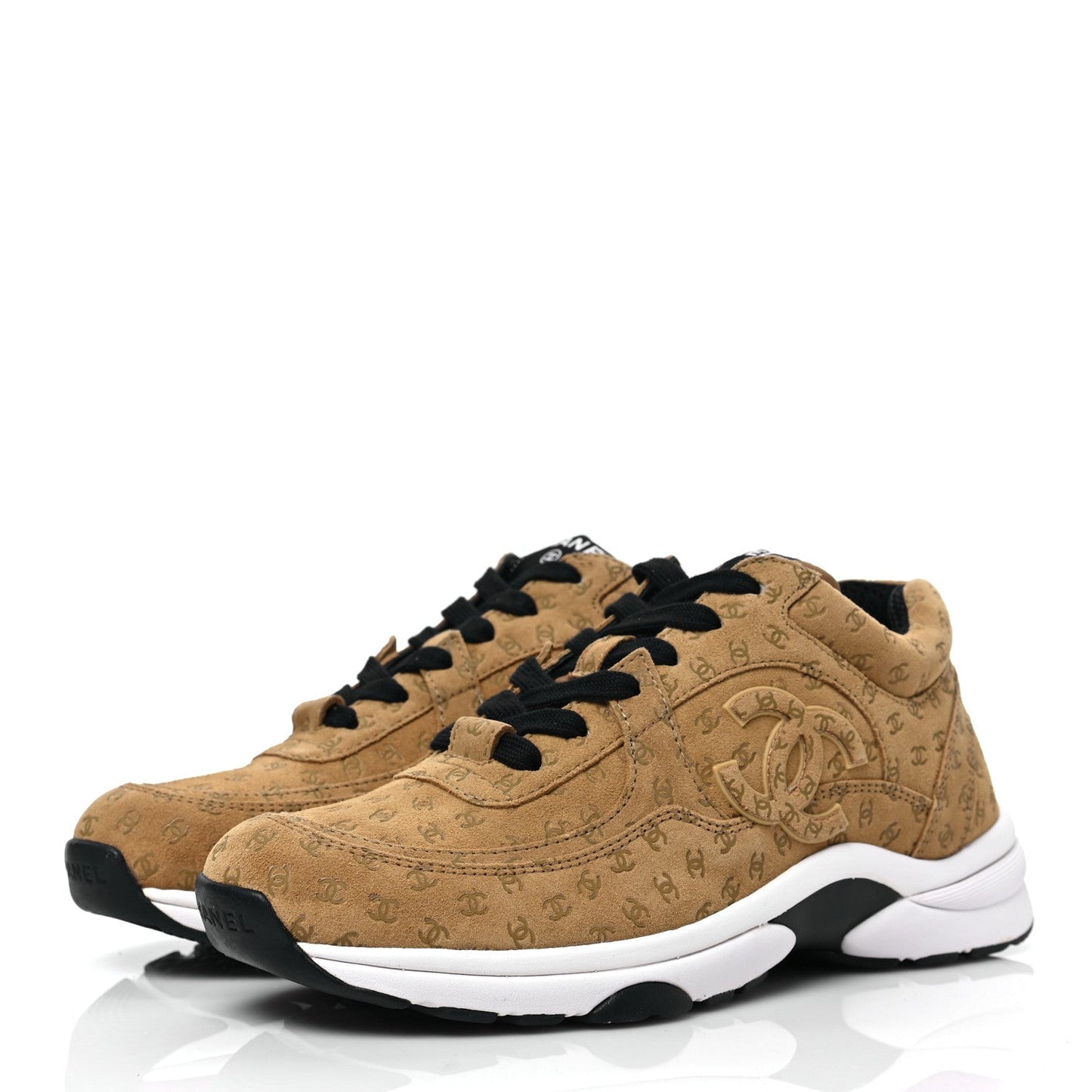 Chanel Suede Calfskin Printed CC Low Top Sneakers for Women