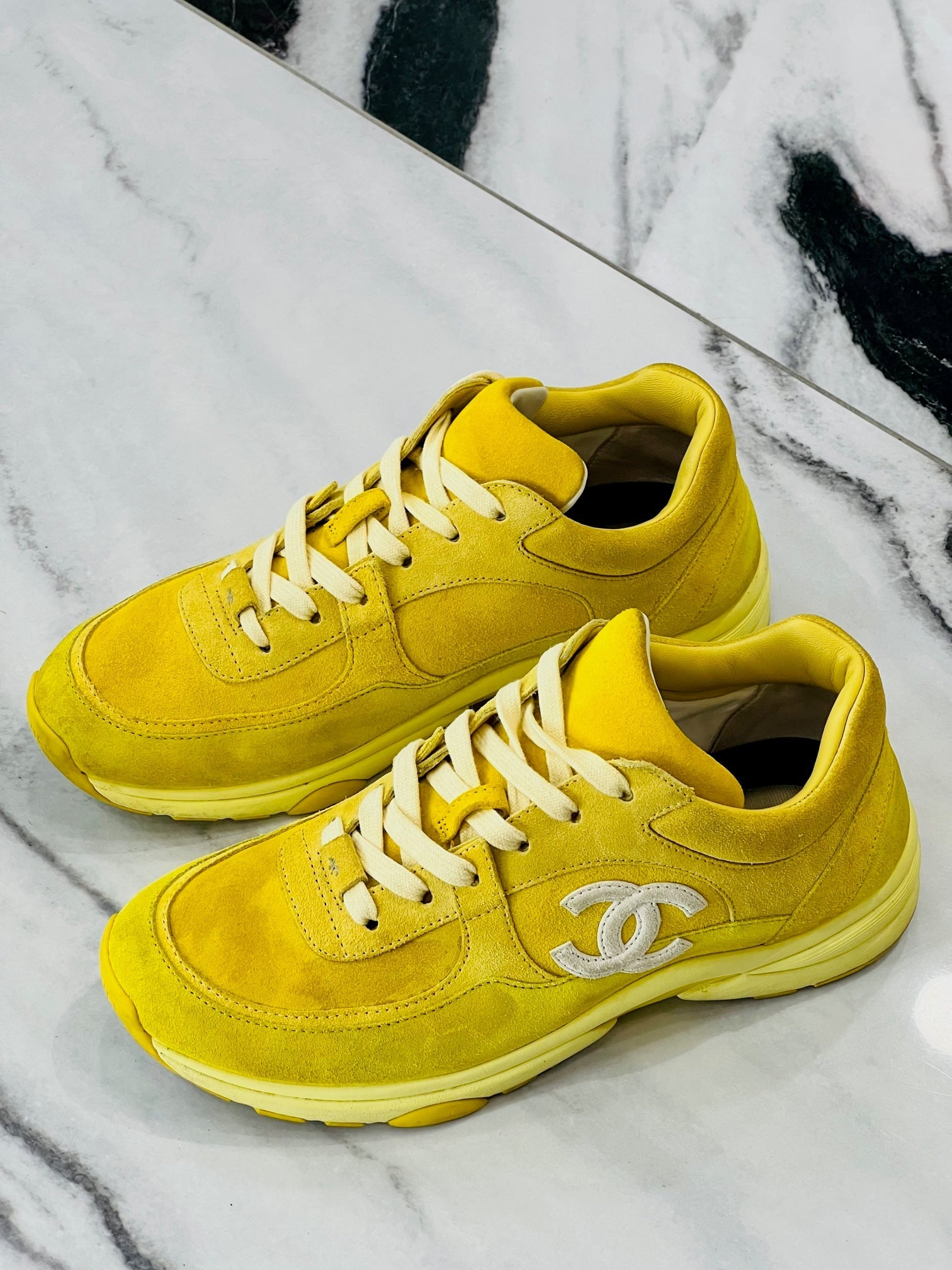 Chanel CC Suede Calfskin Sneakers for Women