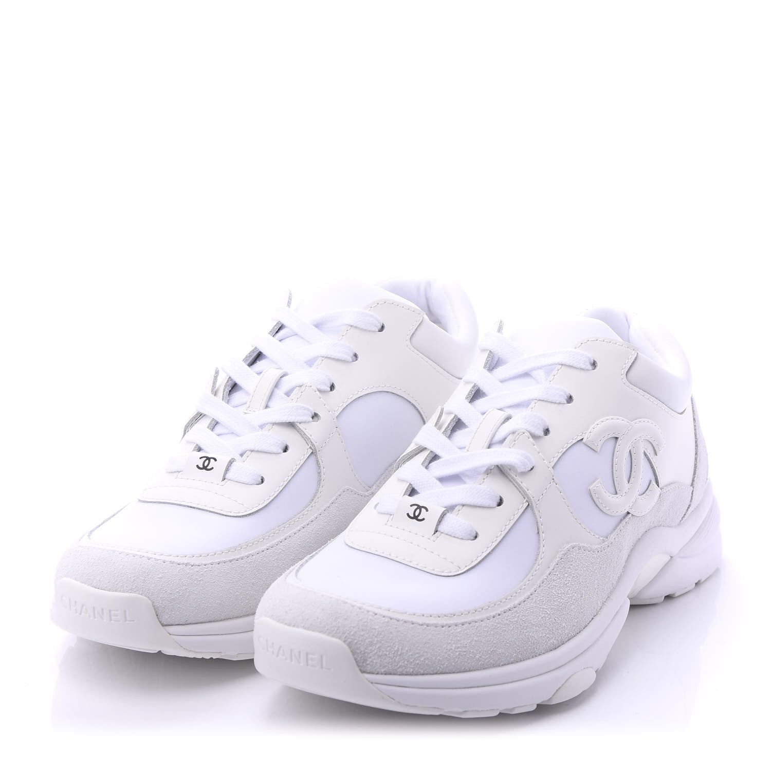 Chanel Suede Calfskin Leather CC Sneakers for Women