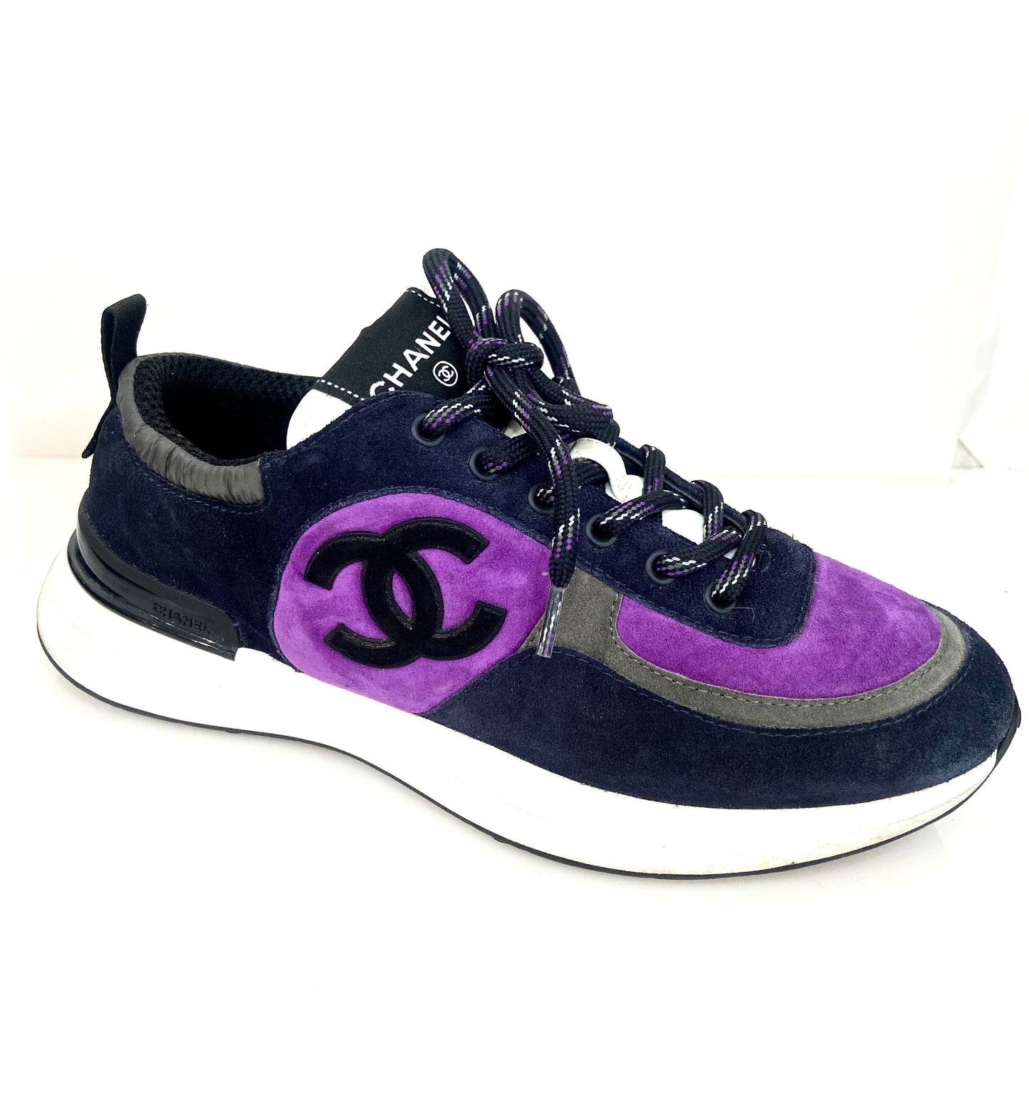 CHANEL CC SUEDE CALFSKIN SNEAKERS