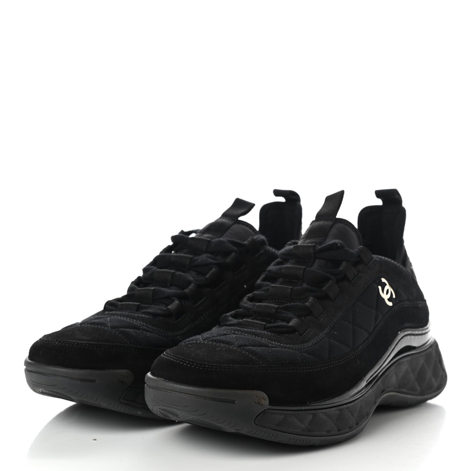 Chanel CC Suede Calfskin Mixed Media Sneakers for Women