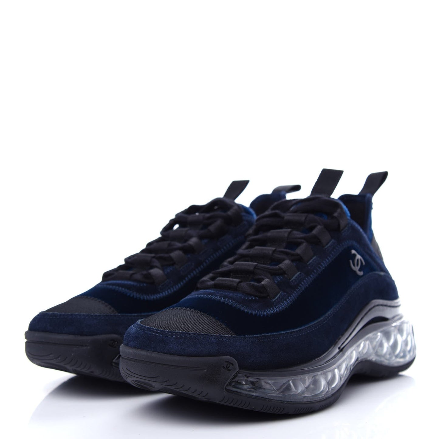 Chanel Suede Calfskin Velvet Grosgrain CC Sneakers for Women
