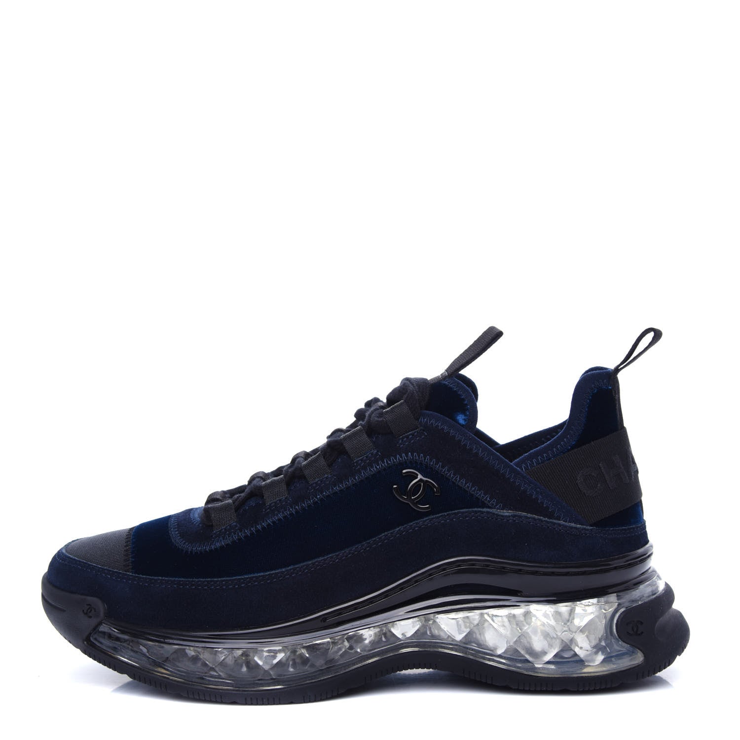 Chanel Suede Calfskin Velvet Grosgrain CC Sneakers for Women