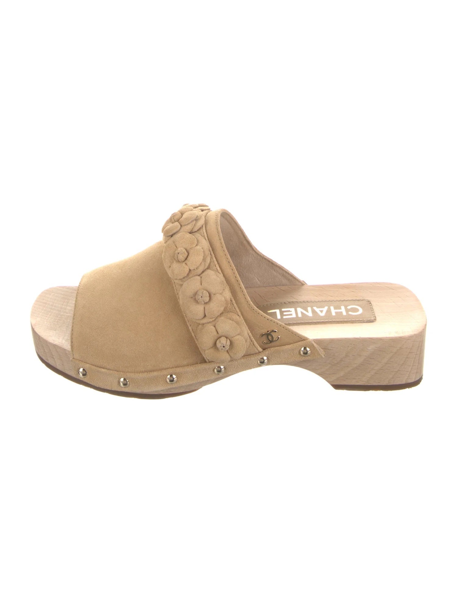 Chanel Calfskin Suede Camellia Mules Clogs Bag