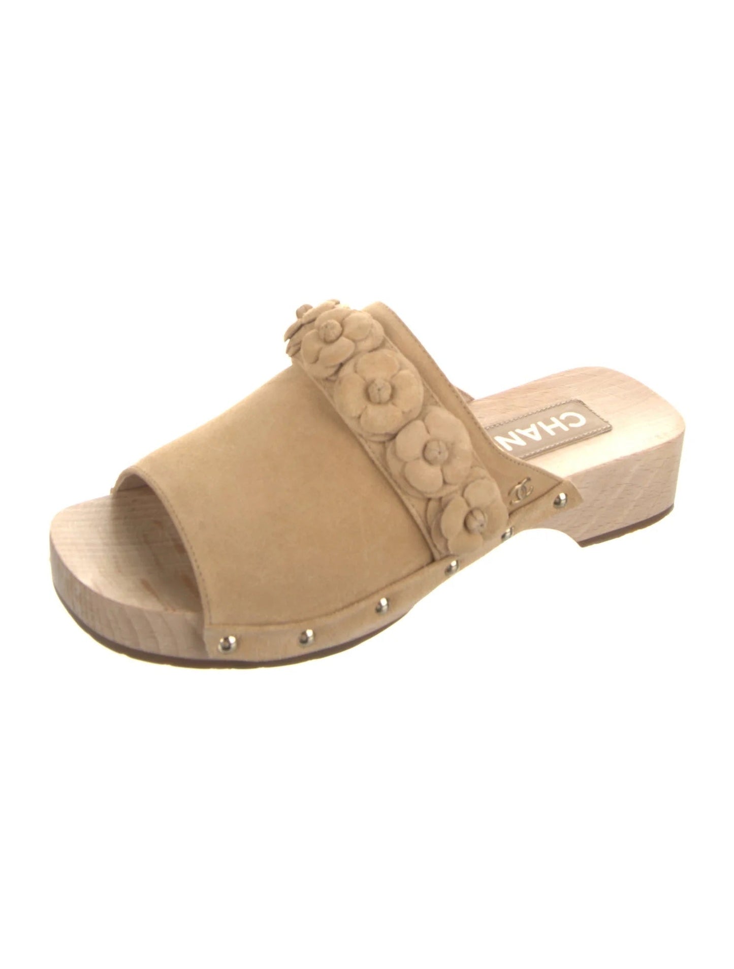 Chanel Calfskin Suede Camellia Mules Clogs Bag