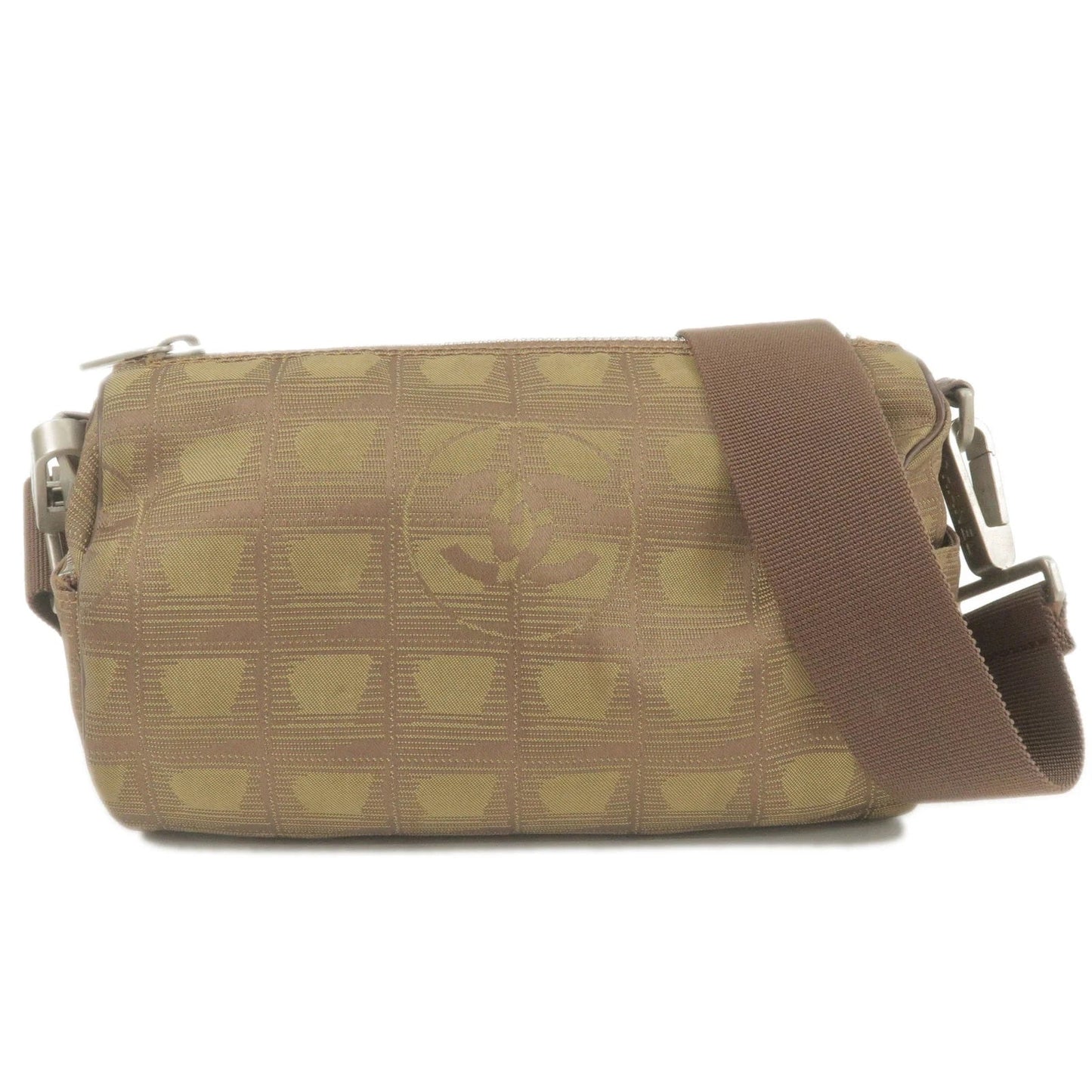 Chanel LINE NYLON JACQUARD ROLL Leather Travel Bag