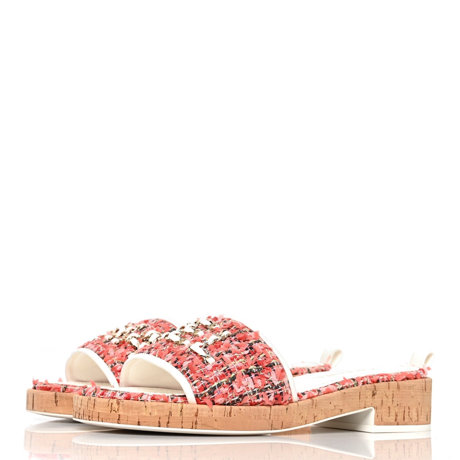 Chanel Tweed Cork "cha Nel" Mule Sandals for Women