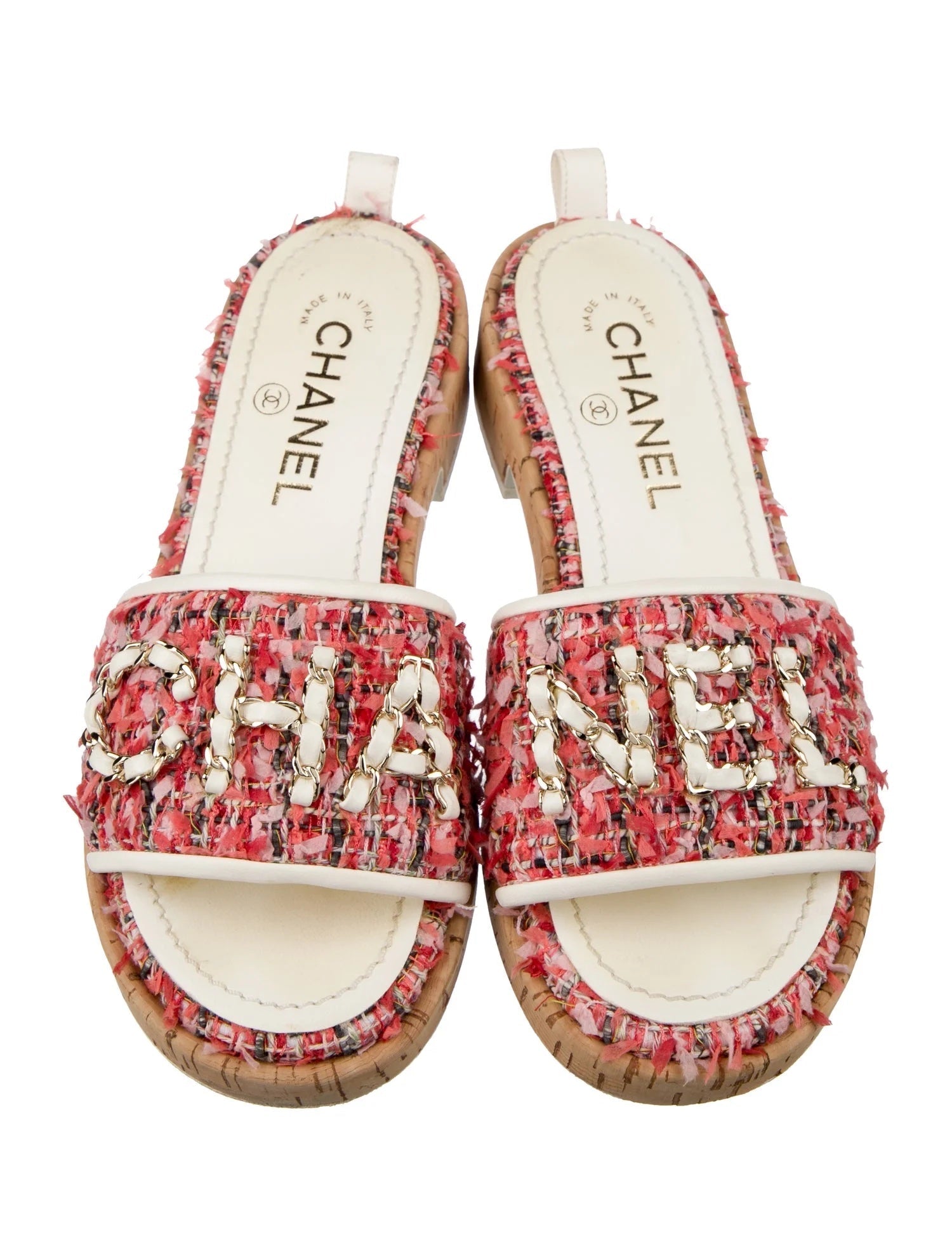Chanel Tweed Cork "cha Nel" Mule Sandals for Women
