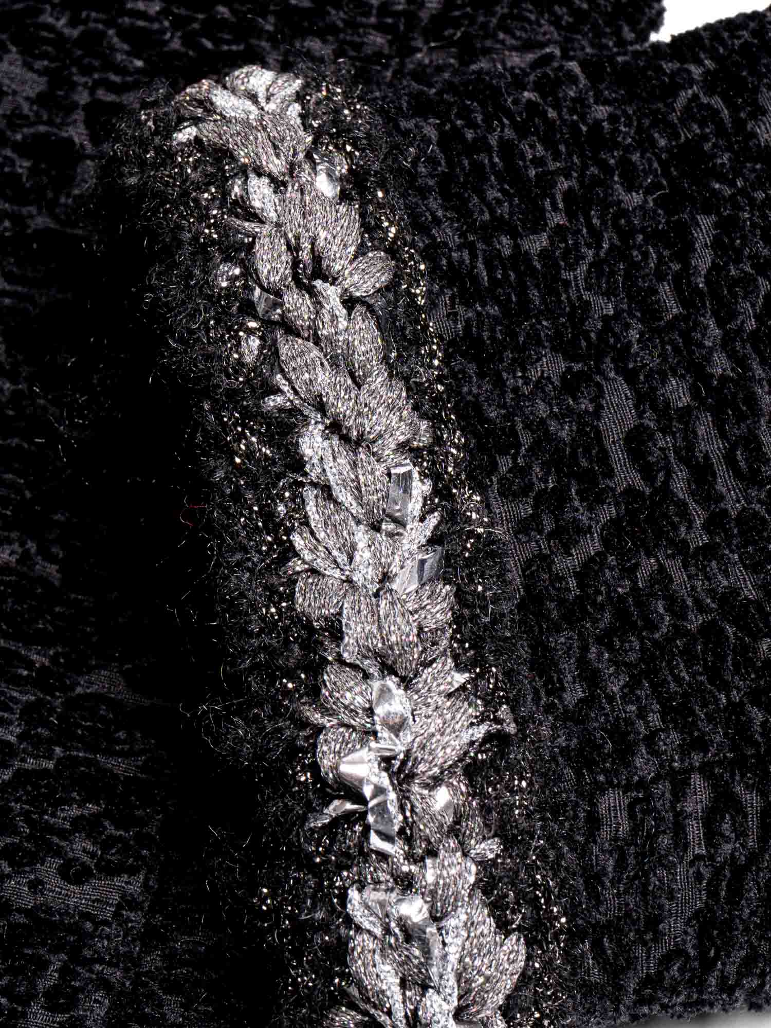 Chanel Tweed Fringe Fitted Jacket Black