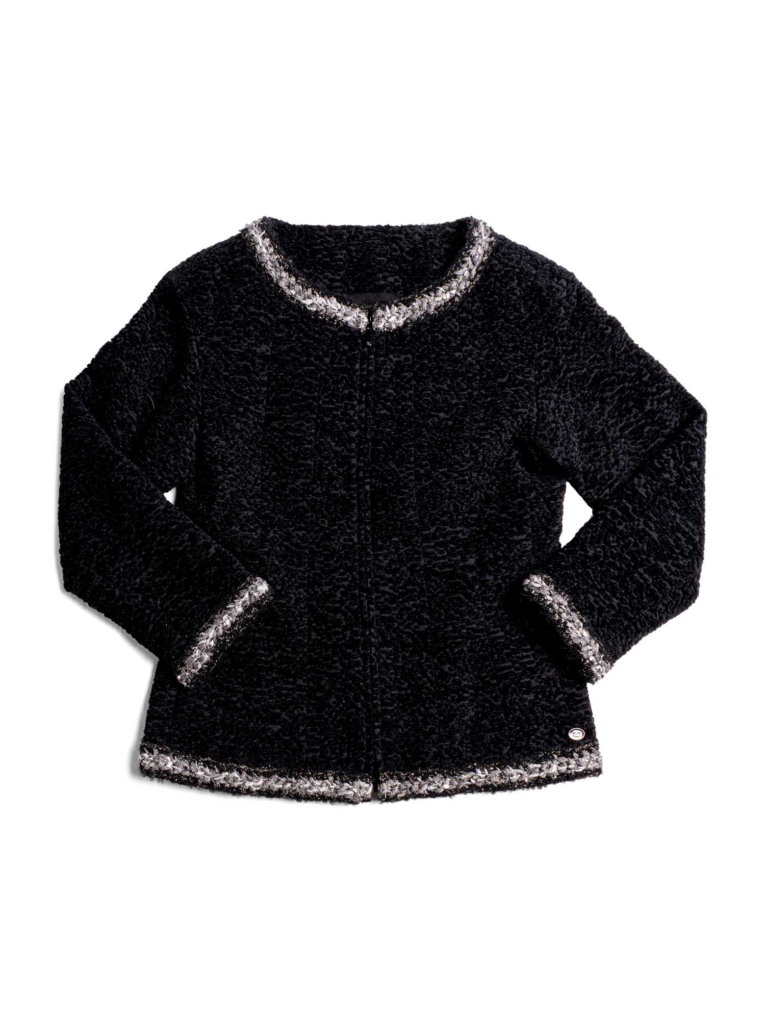 Chanel Tweed Fringe Fitted Jacket Black