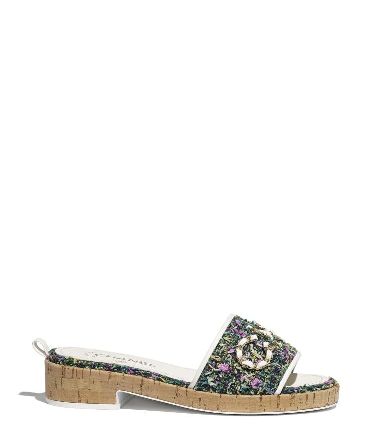 Chanel Tweed Leather Mules Sandals for Women
