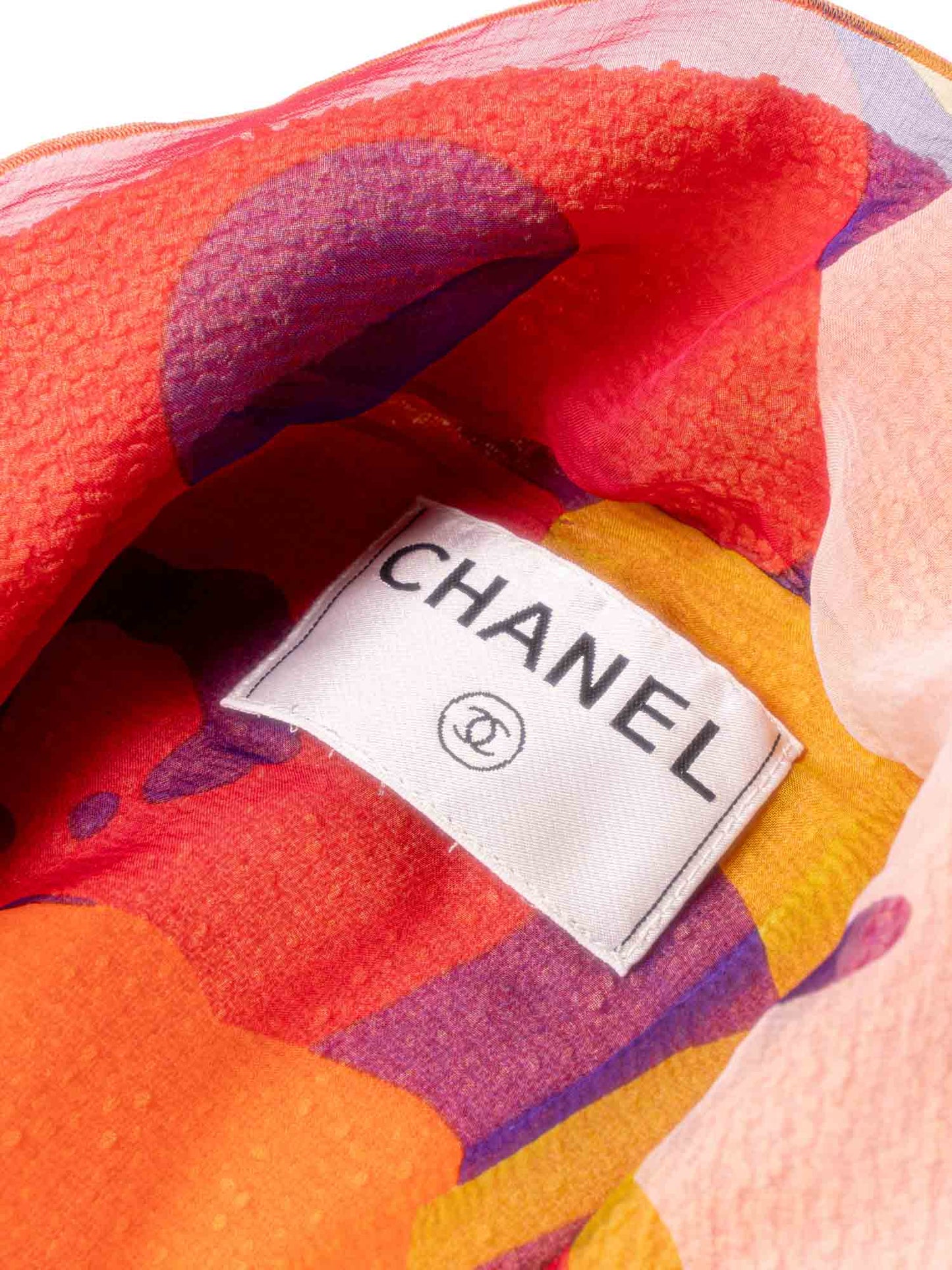 Chanel Tweed Silk Fringe Jacket Orange