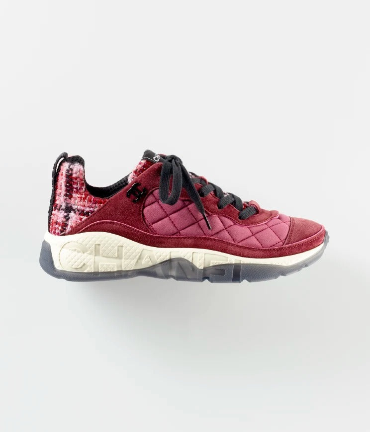 Chanel Suede Calfskin Tweed CC Sneakers for Women