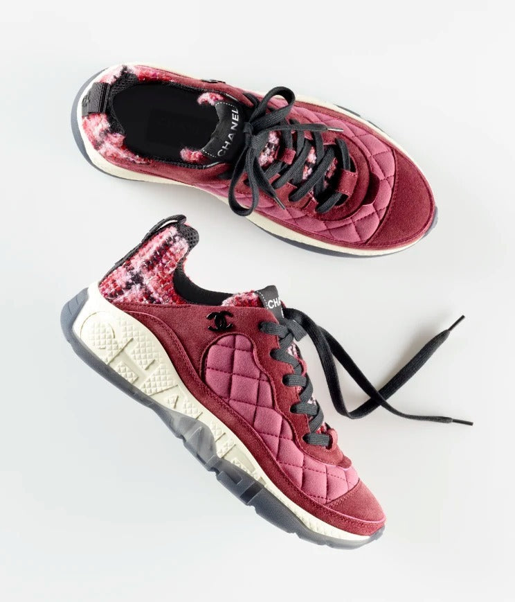 Chanel Suede Calfskin Tweed CC Sneakers for Women