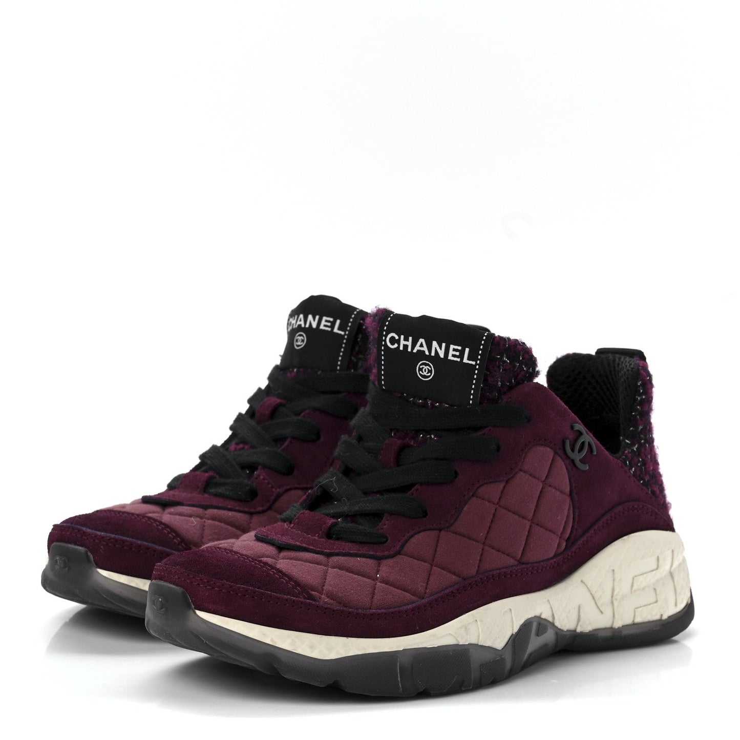 Chanel CC Tweed Suede Grained Calfskin Sneakers for Women