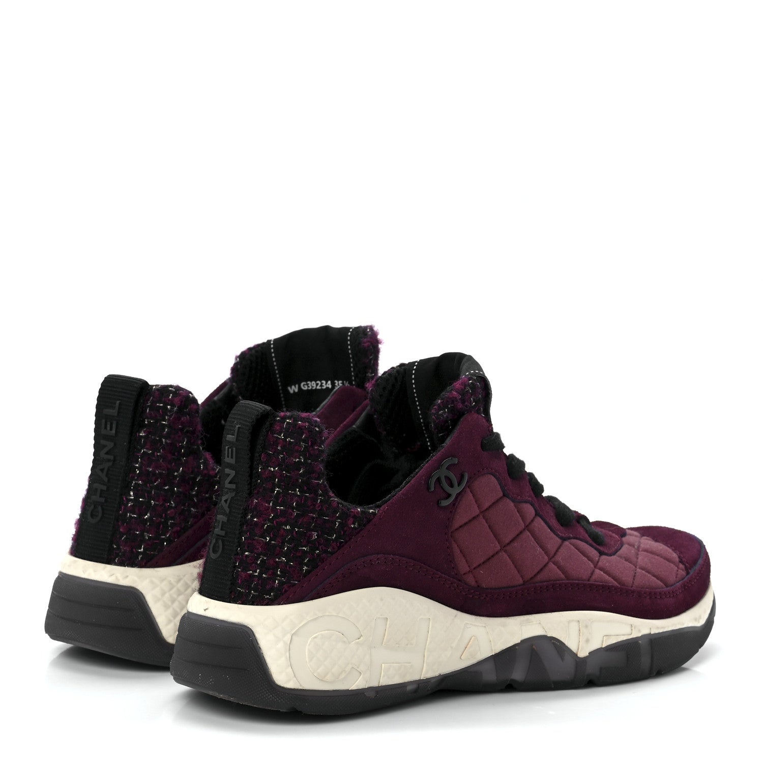 Chanel CC Tweed Suede Grained Calfskin Sneakers for Women