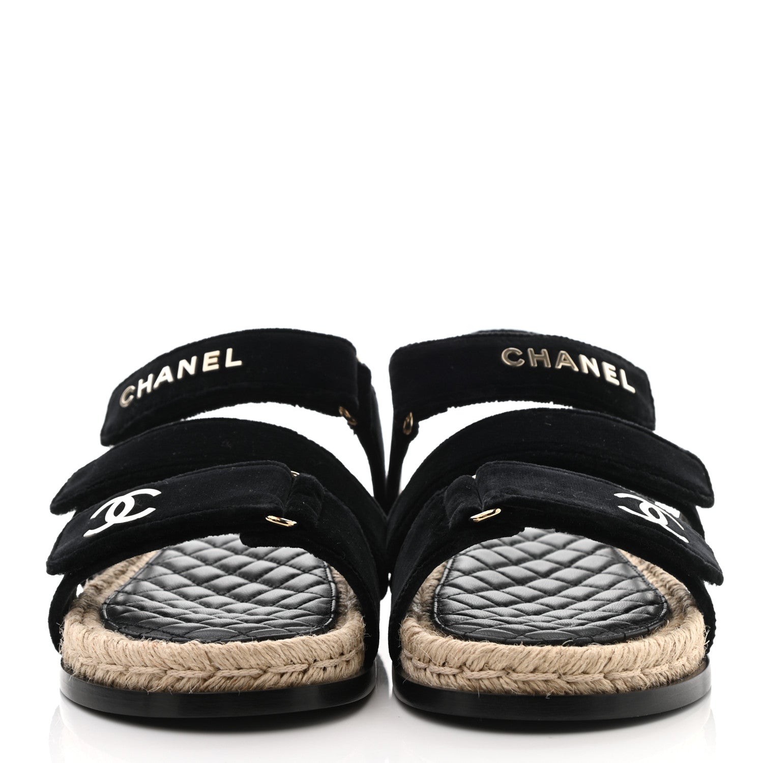 Chanel CC Velvet Lambskin Flat Sandals for Women