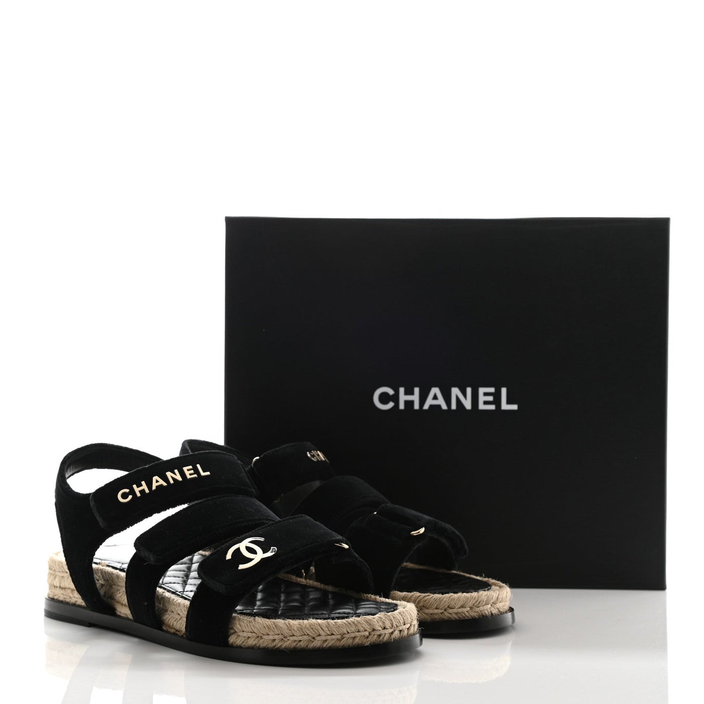 Chanel CC Velvet Lambskin Flat Sandals for Women