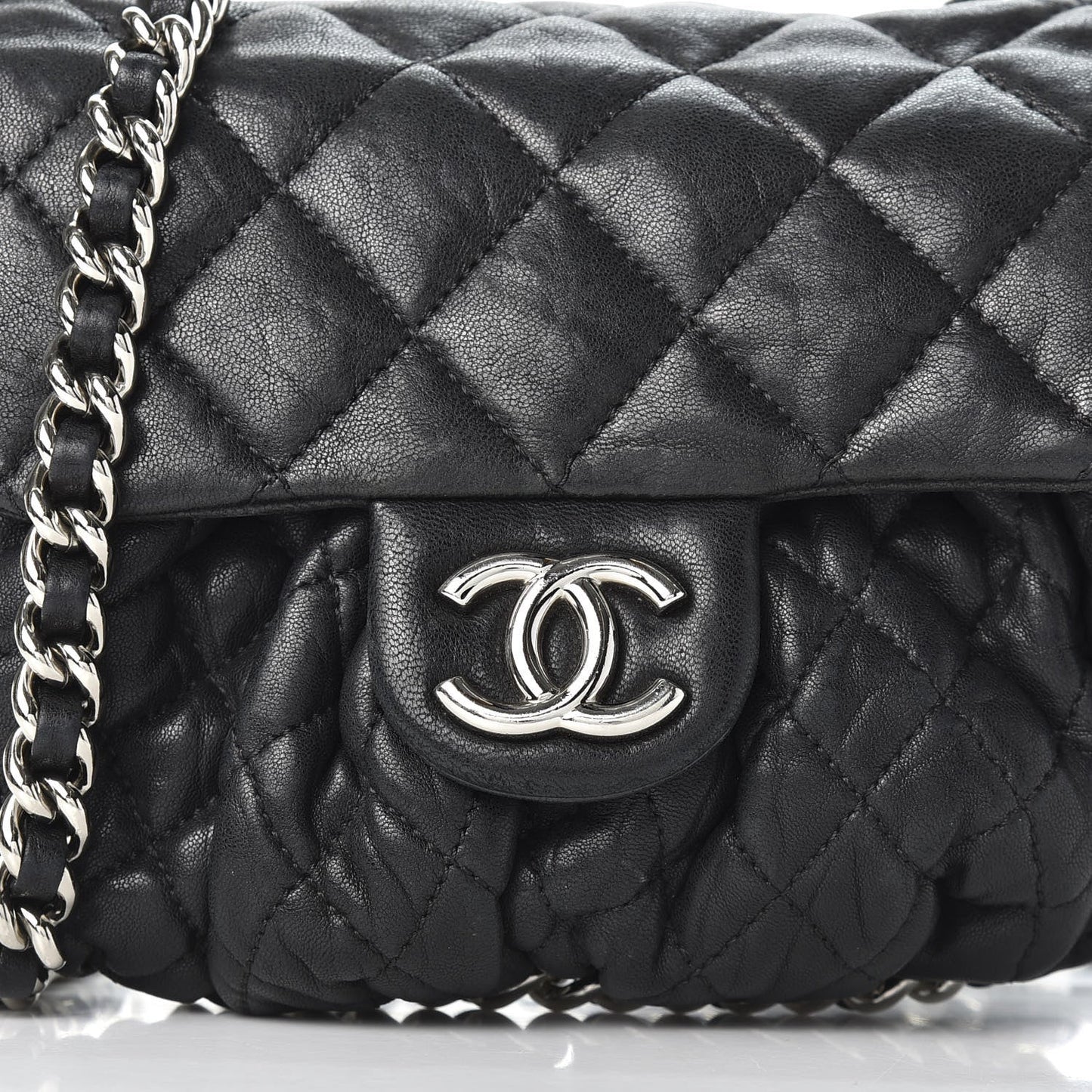 Chanel WASHED LAMBSKIN QUILTED AROUND FLAP Shoulder Bag
