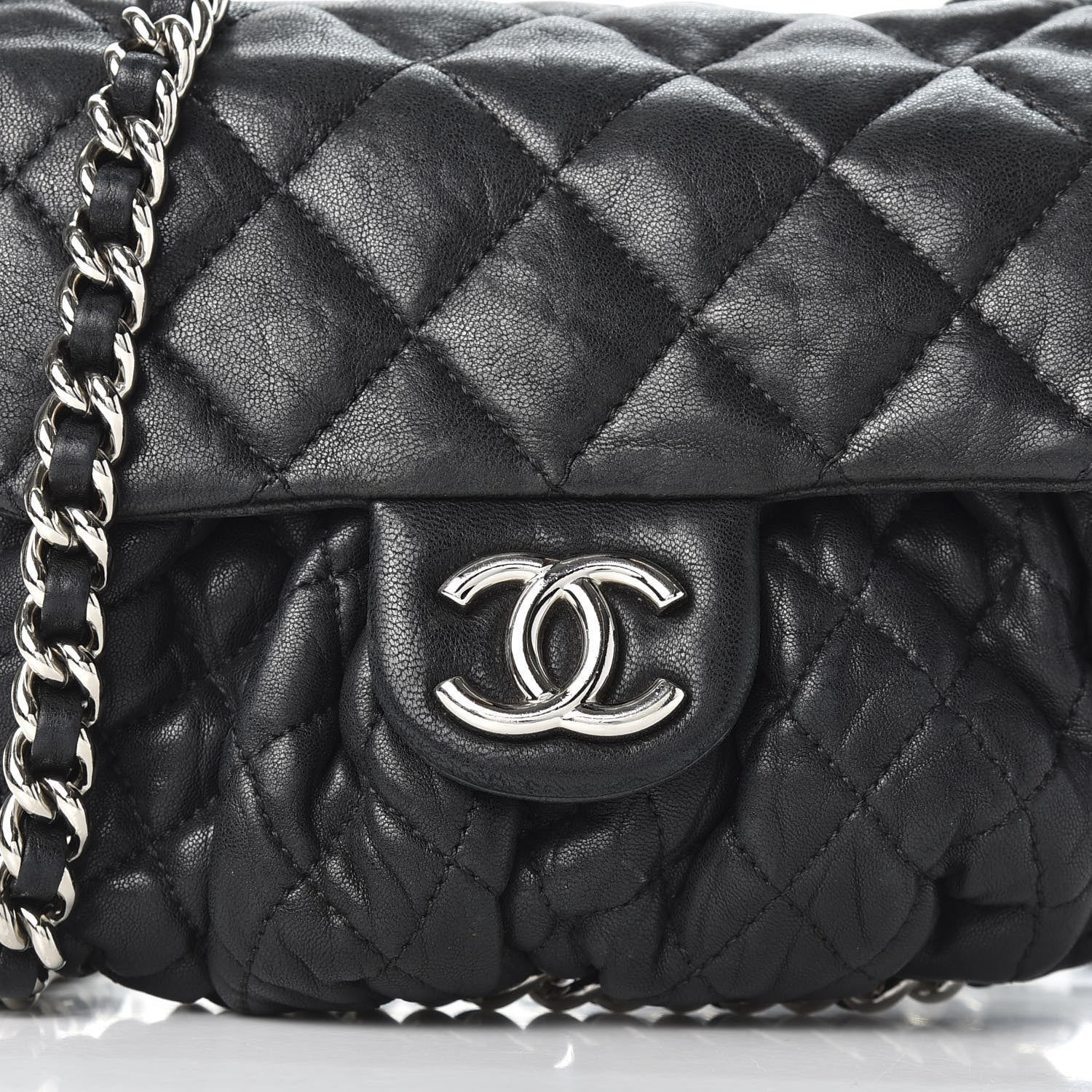 Chanel WASHED LAMBSKIN QUILTED AROUND FLAP Shoulder Bag