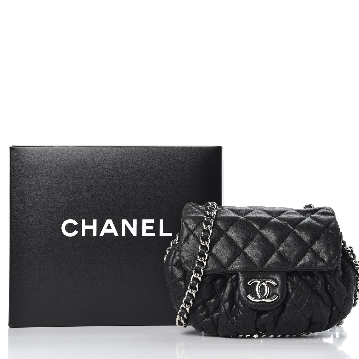 Chanel WASHED LAMBSKIN QUILTED AROUND FLAP Shoulder Bag