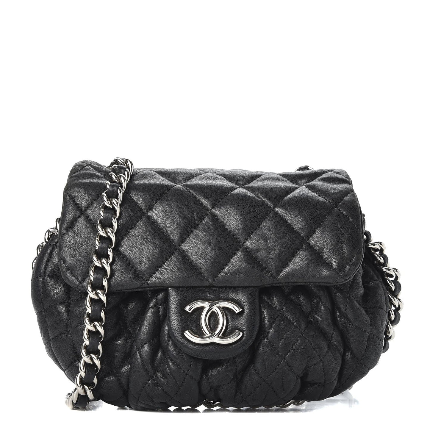 Chanel WASHED LAMBSKIN QUILTED AROUND FLAP Shoulder Bag