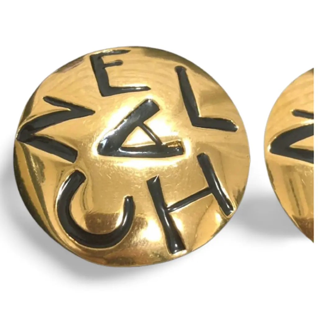 CHANEL    LOGO ENGRAVED CLIP-ON EARRINGS
