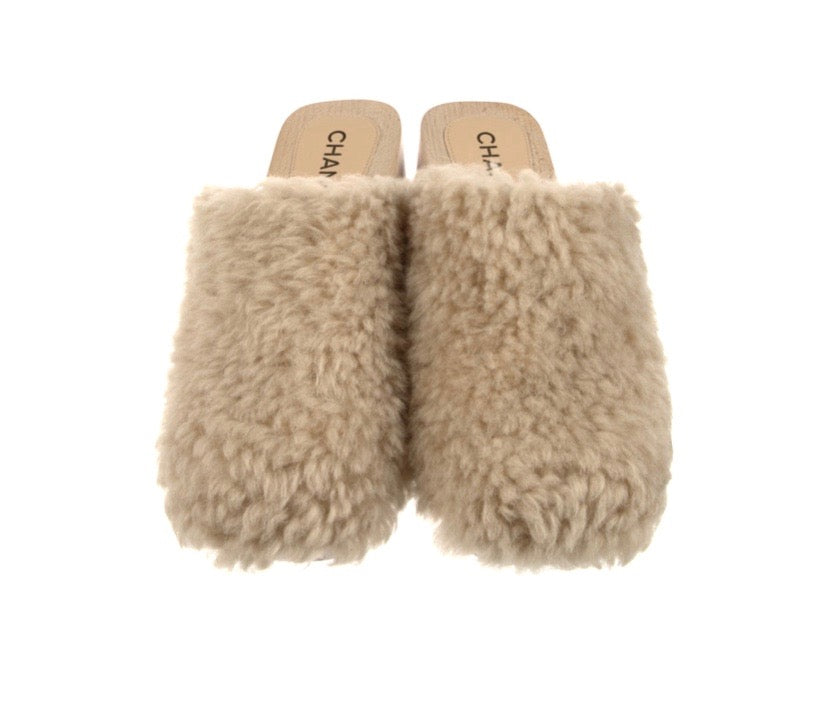 Chanel Shearling Mules Bag
