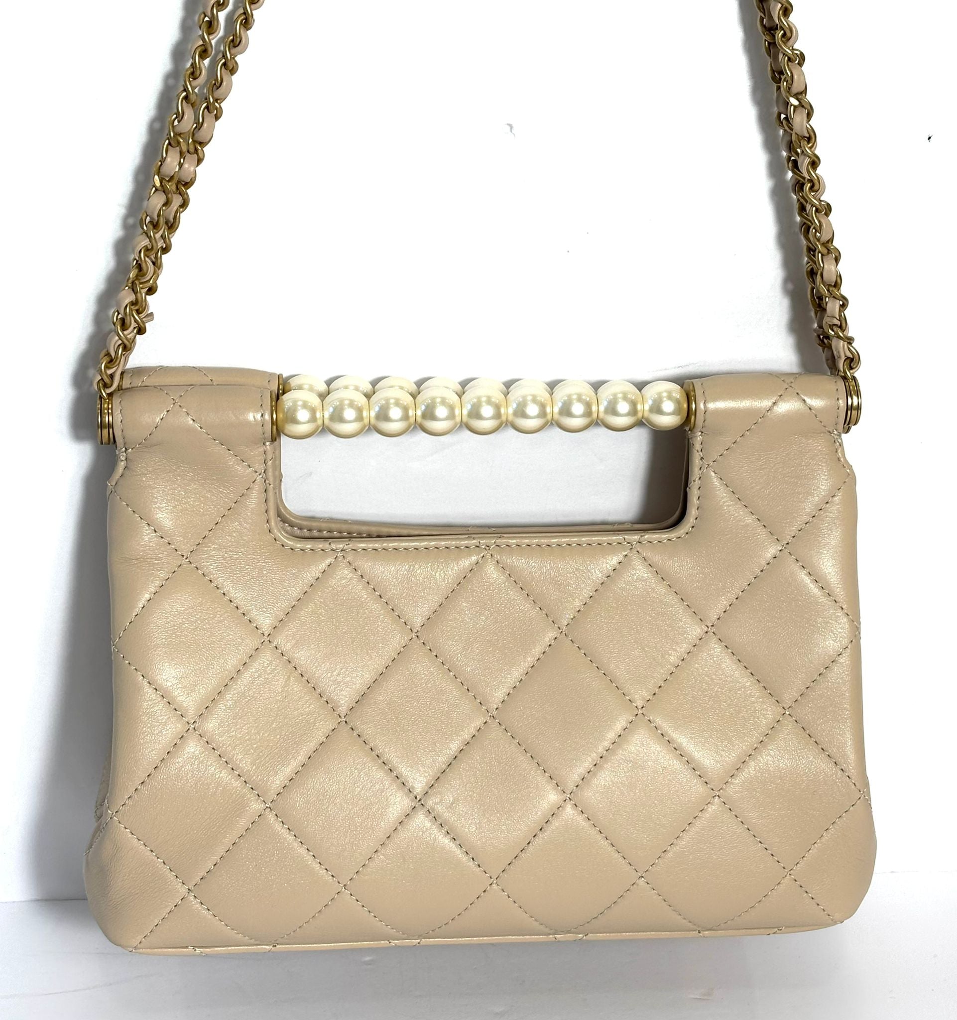 CHANEL CC GHW 25 PEARL HANDLE SHOPPING BAG
