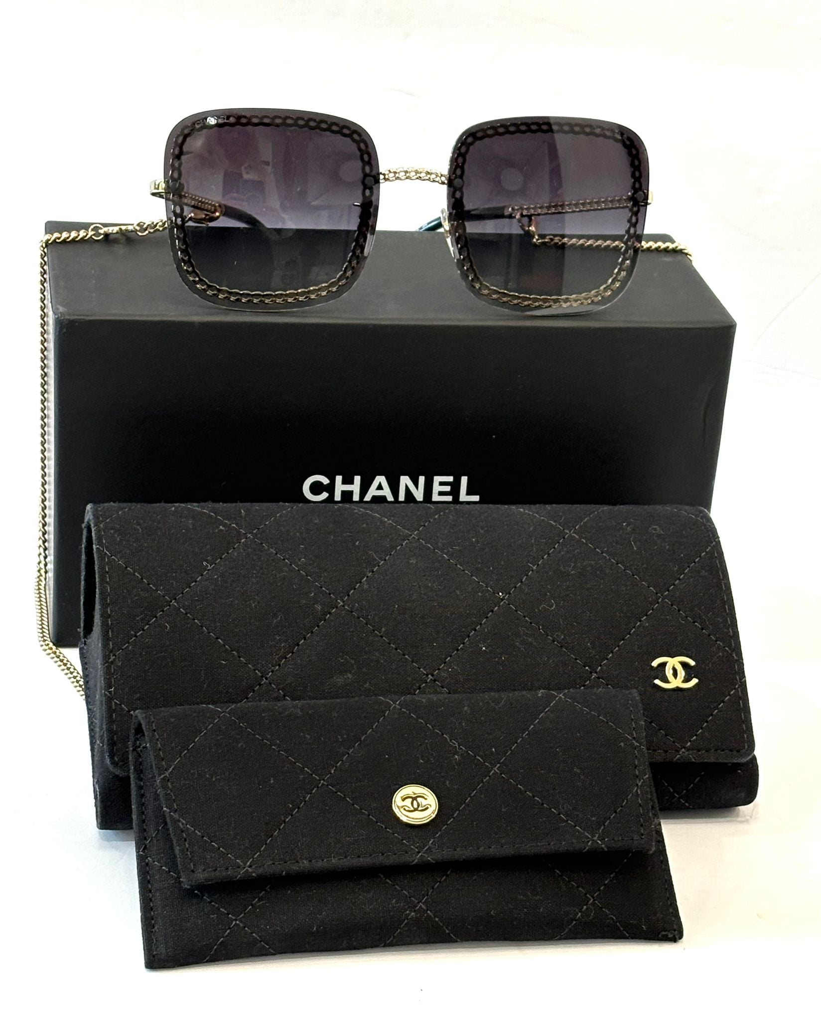 Chanel Interlocking Logo Square Sunglasses Bag