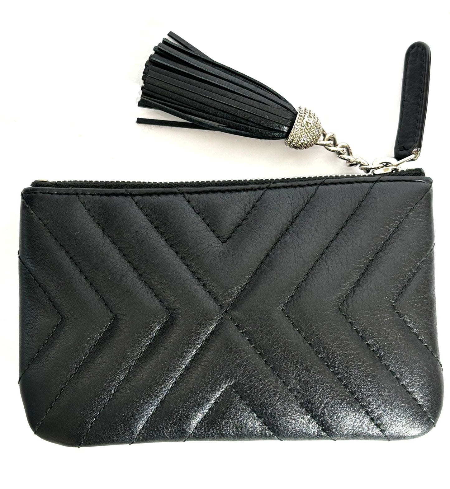 Chanel CHEVRON TASSEL ZIP Leather Mini Bag