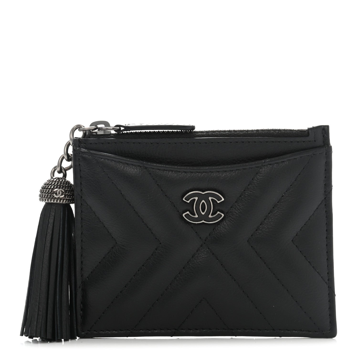 Chanel CHEVRON TASSEL ZIP Leather Mini Bag