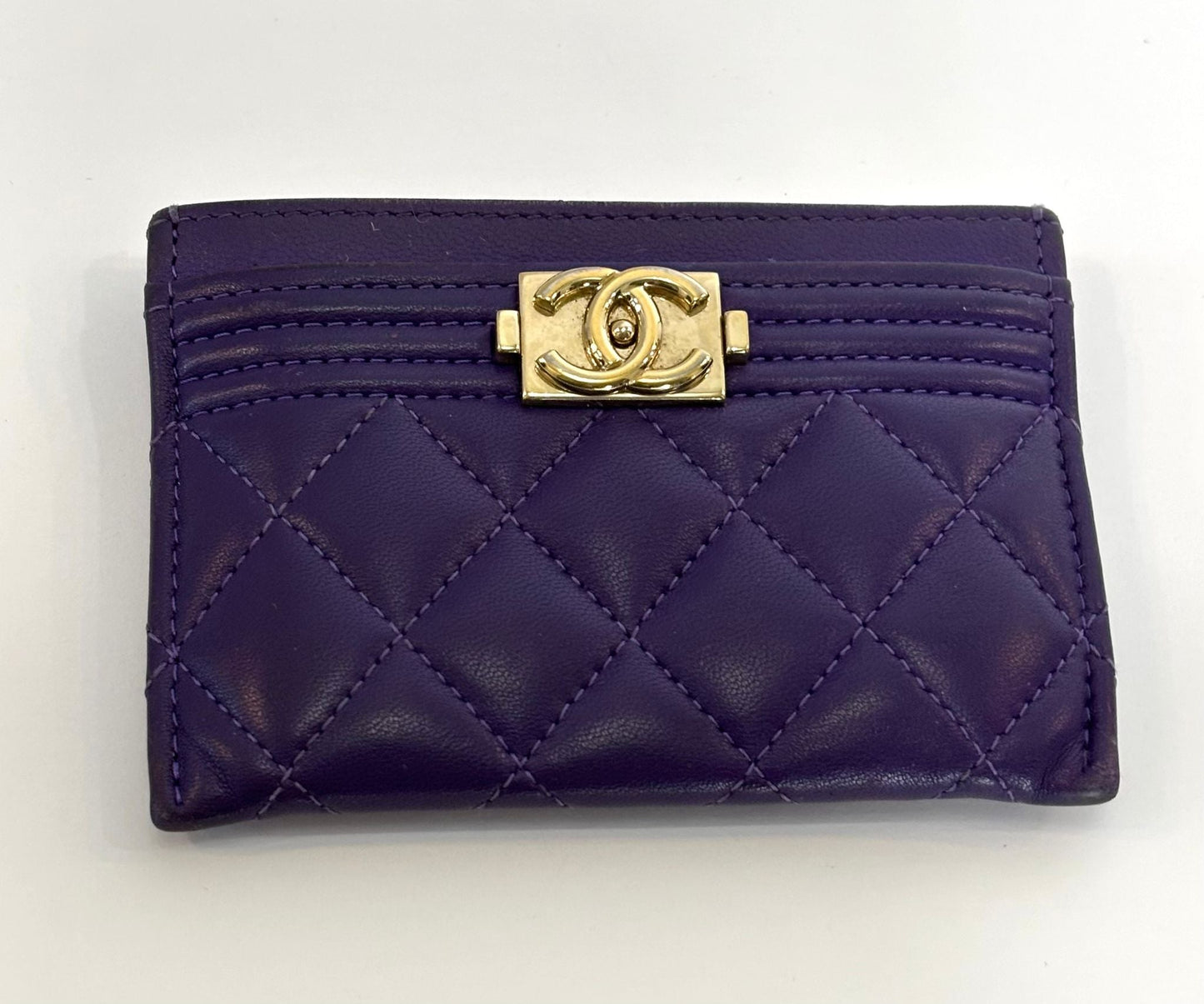 Chanel Quilted Lambskin Boy Card Case Handbag