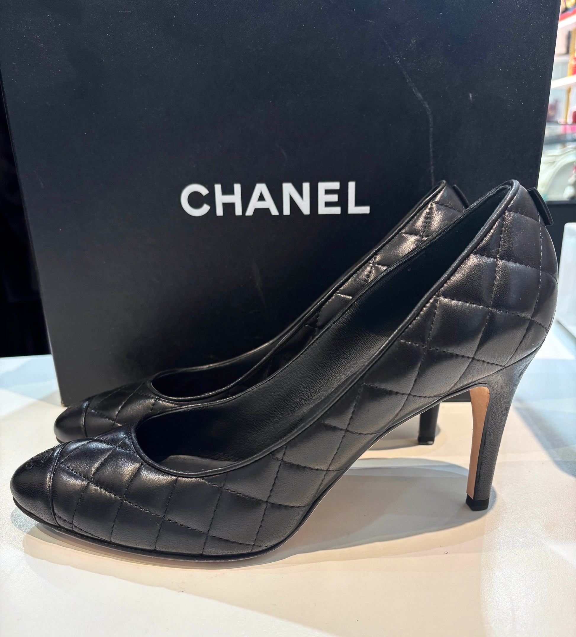 Chanel Cc Quilted Lambskin Leather Pumps Women Shoes