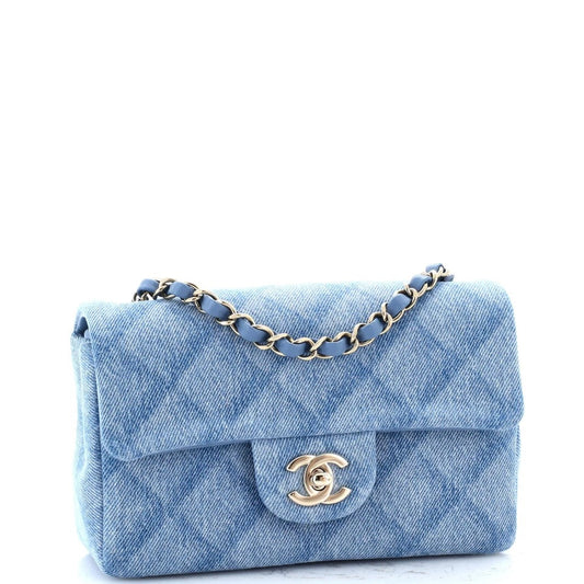 Chanel QUILTED DENIM CLASSIC DOUBLE FLAP Small Shoulder Bag