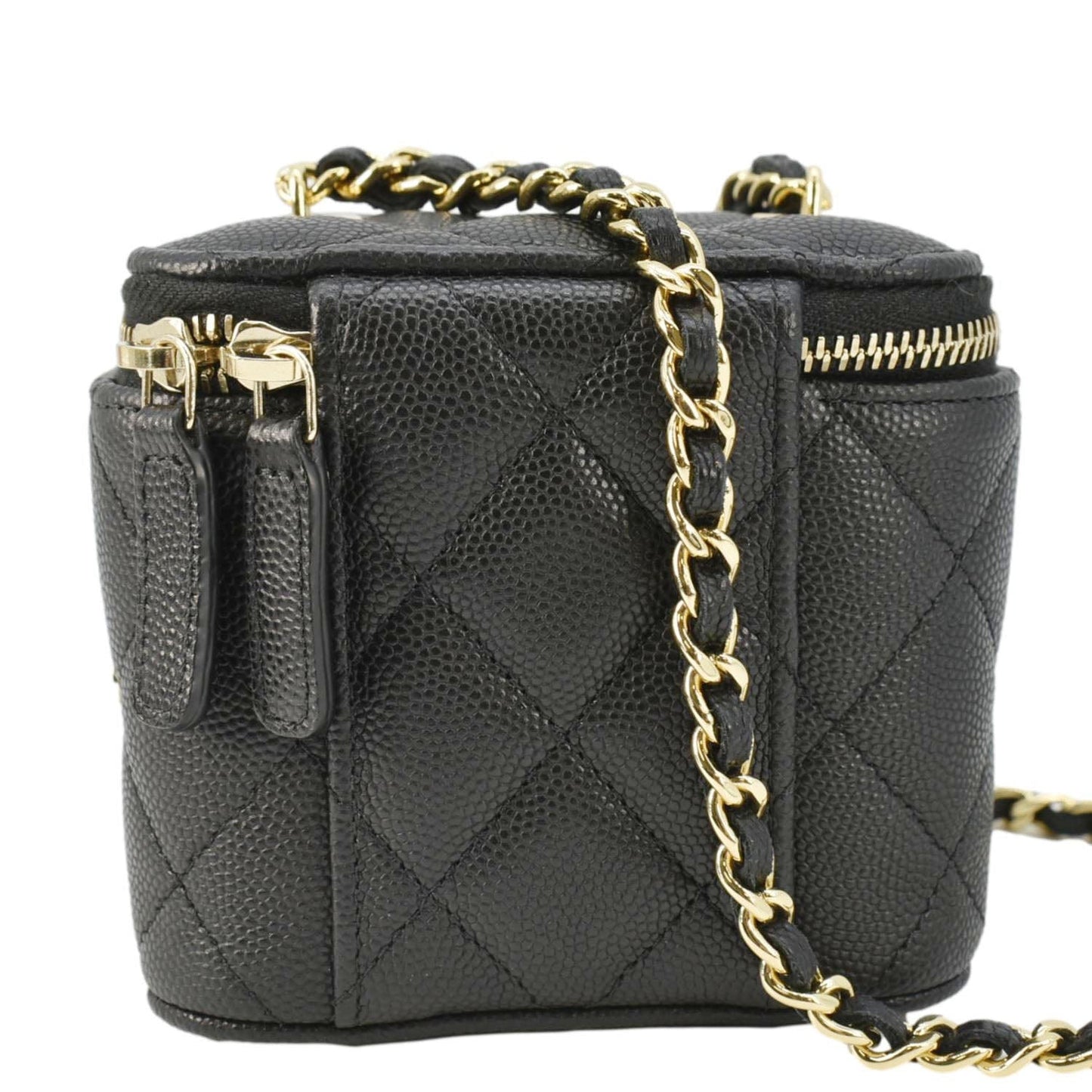 Chanel Coco Casino Quilted Caviar Vanity Leather Black Travel Bag