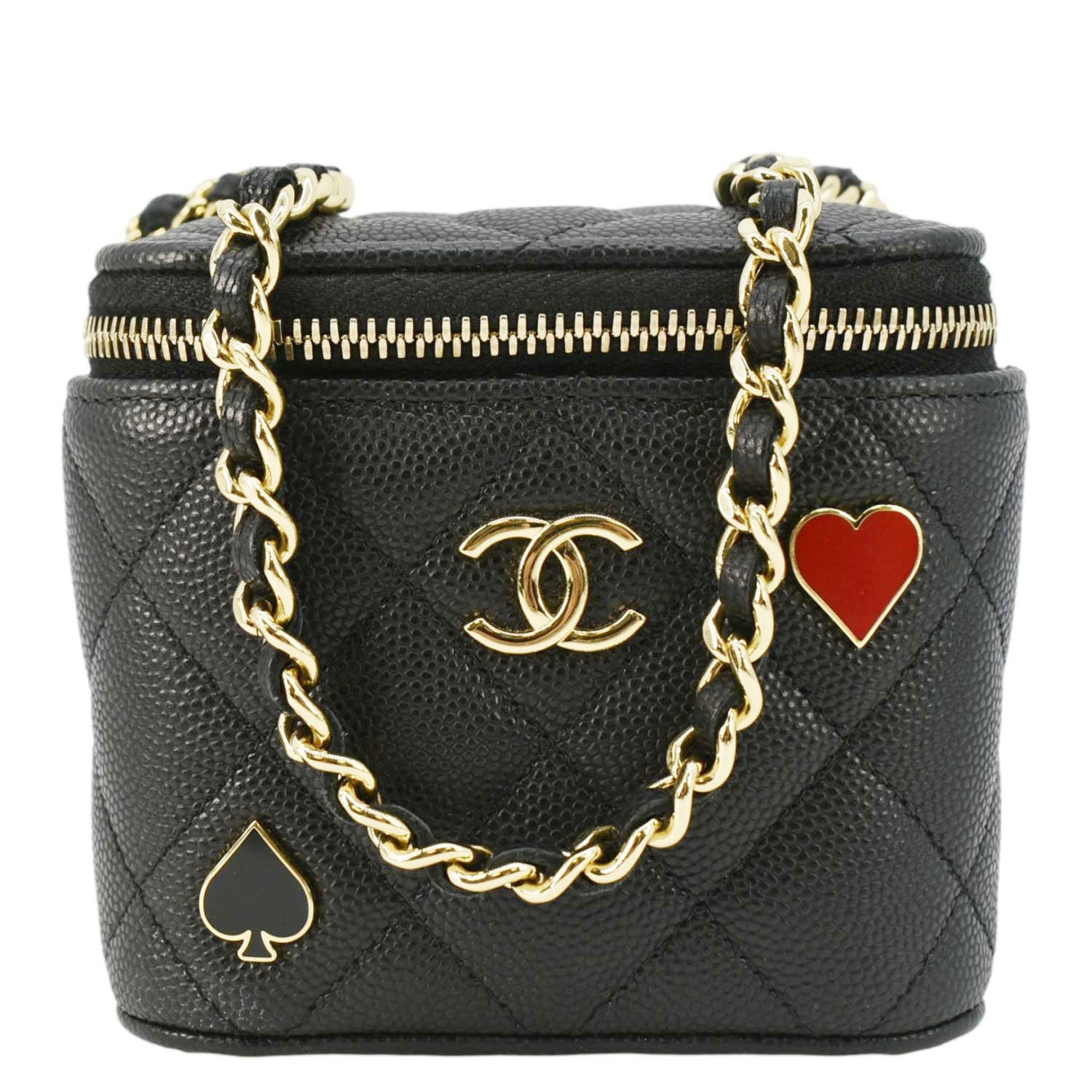 Chanel Coco Casino Quilted Caviar Vanity Leather Black Travel Bag
