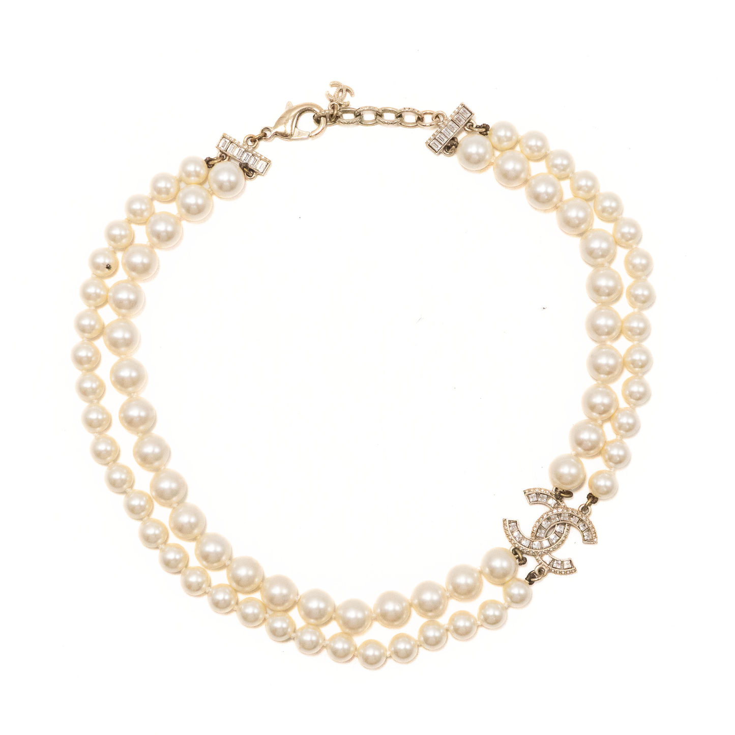 Chanel 'cc' Double Strand Pearl Choker Jewelry