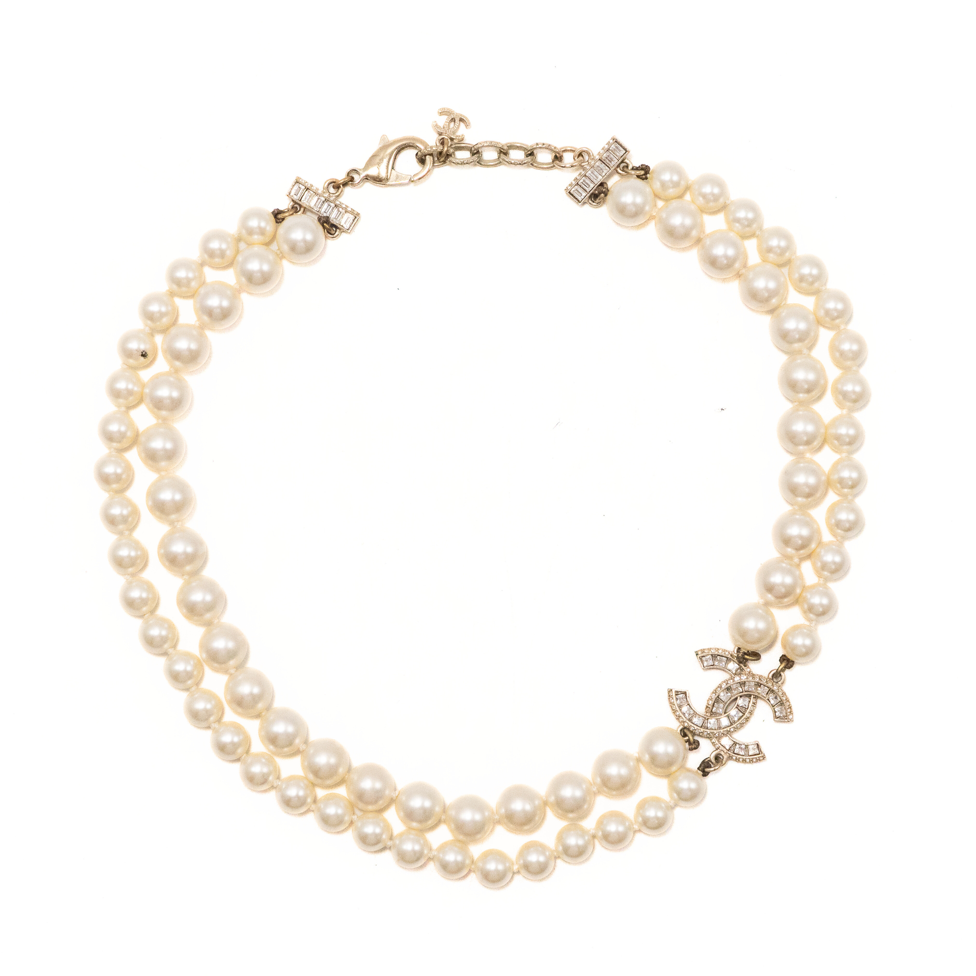Chanel 'cc' Double Strand Pearl Choker Jewelry