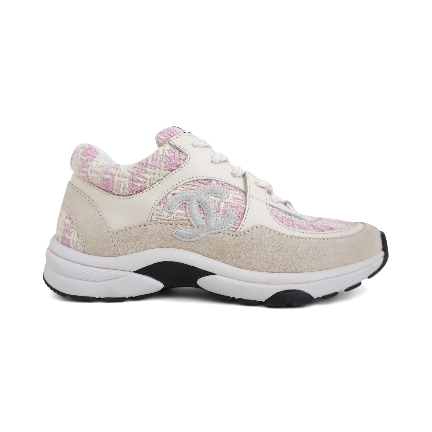 Chanel Pink Tweed Sneakers Women's