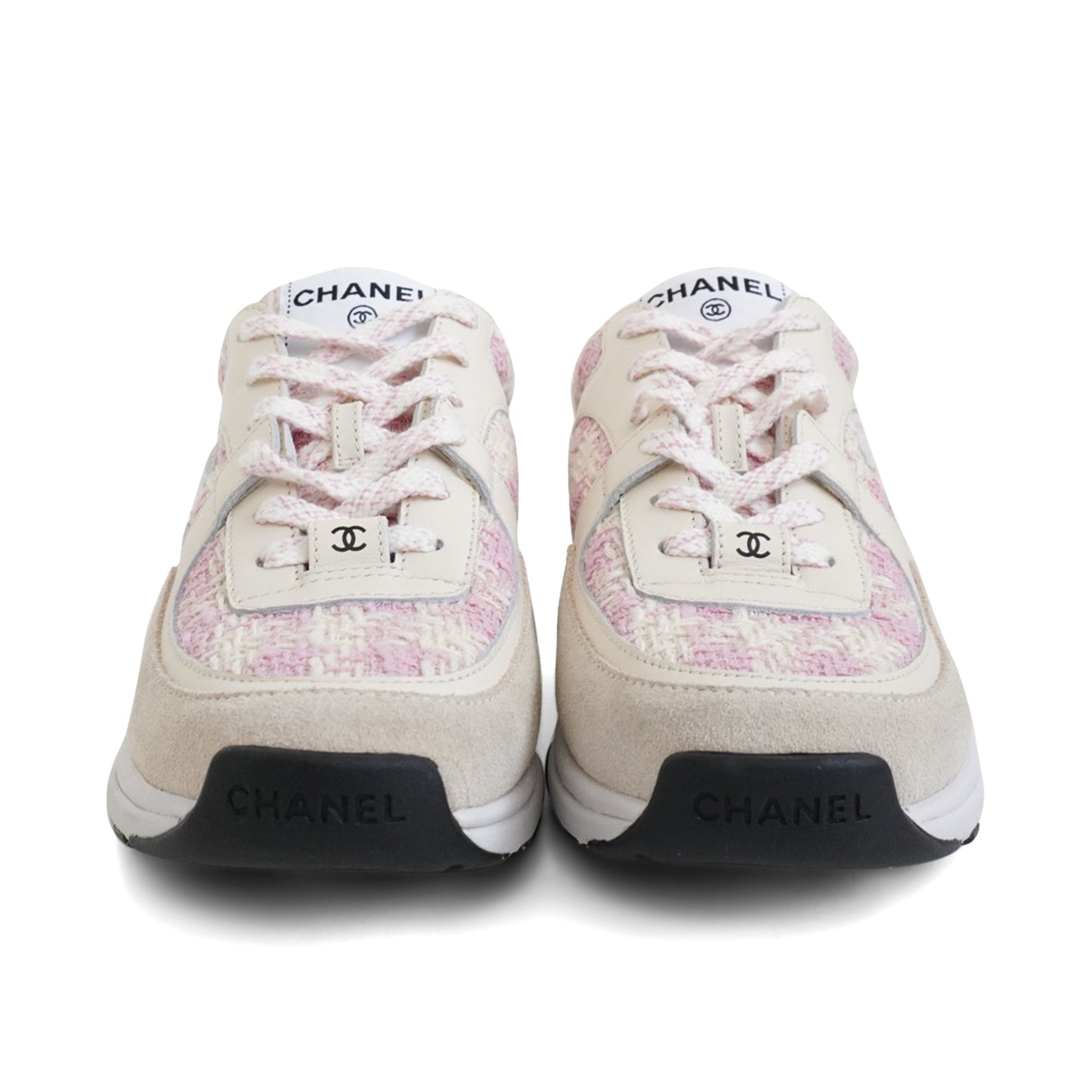 Chanel Pink Tweed Sneakers Women's