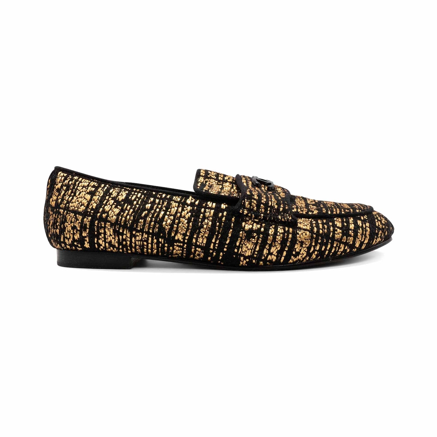 Chanel Metallic Tweed Loafers Women's