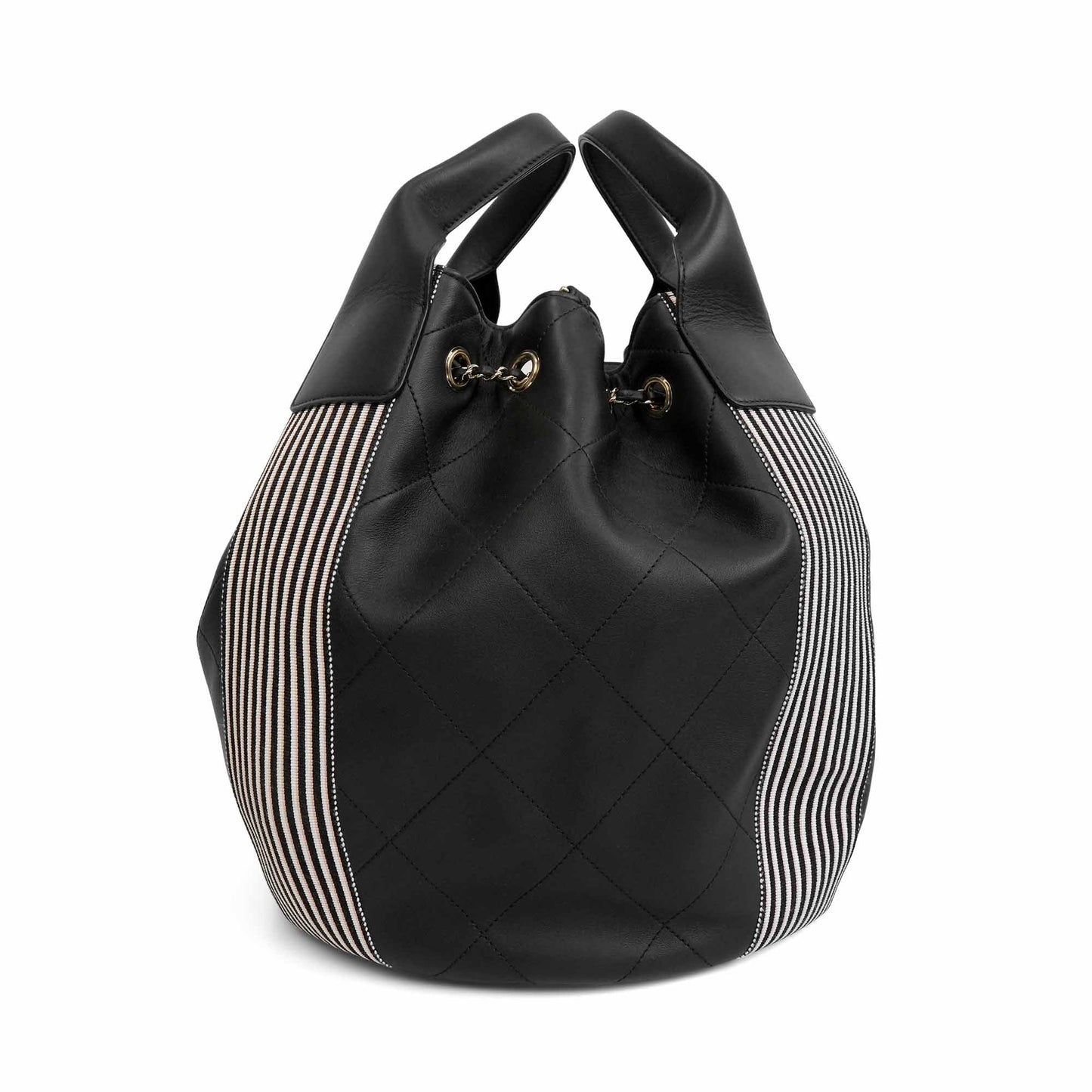 CHANEL Black/White Bucket Handbags