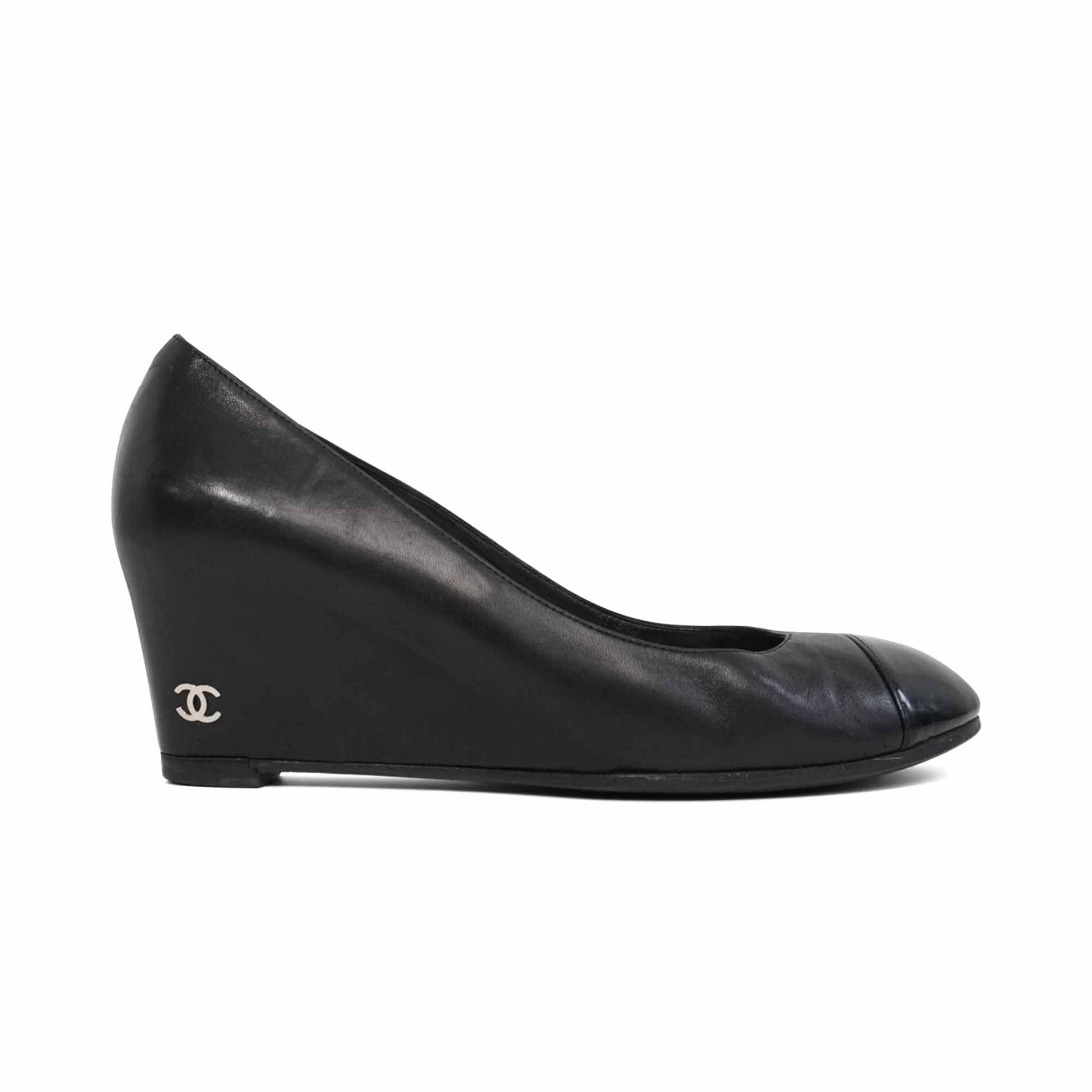Chanel Leather Wedges Women's 7.5 Women Shoes